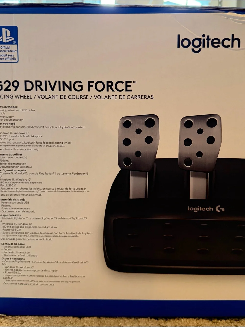 Logitech G29 Driving Force Racing Wheel and Pedals — Black and Silver